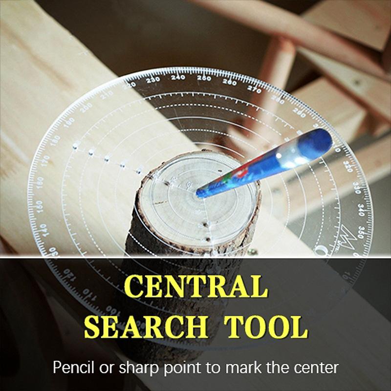 20Cm/7.87In Round Center Clear Plastic Finder Lathe Work Compass Circle Gauge Processing Tools For Wood Turning Drawing