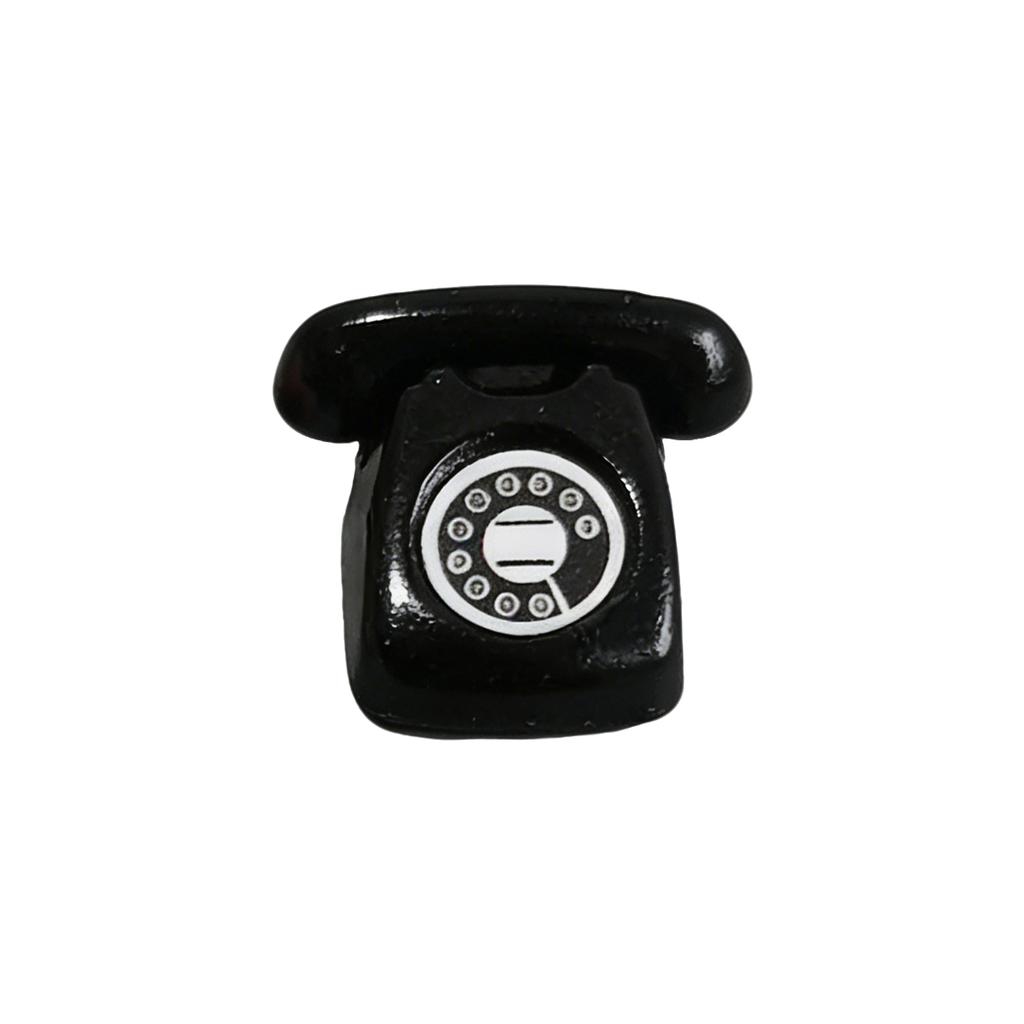 1/4 PCS Mini Vintage Rotary Telephone – 1:12 Miniature Retro Desk Phone for Dollhouse, Fairy Garden Paths & Micro Landscapes