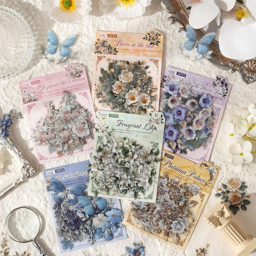 20pcs/1lot Kawaii Scrapbook Stickers Vine shadow edge carving Junk Journal Gold Planner Stationery Decorative