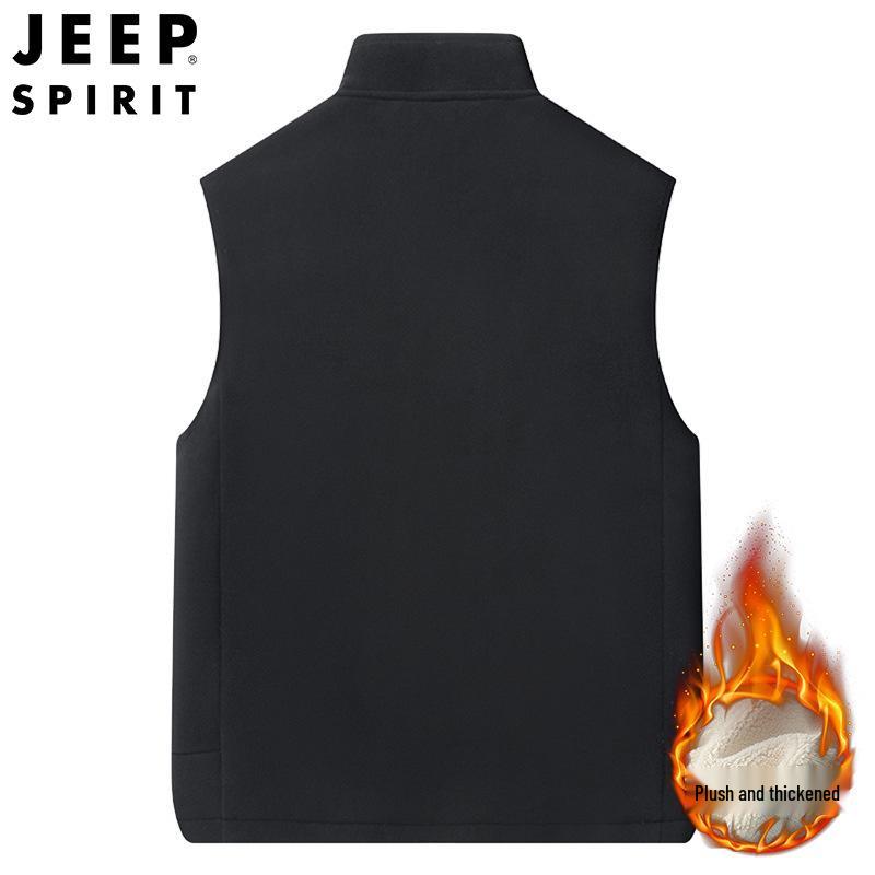 JEEP SPIRIT Fleece-Lined Lambswool Vest Cardigan SS7352
