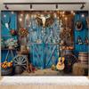 Western Cowboy Photography Backdrop Rustic Farm Barn Haystack Wood House Horse Wheel Background Party Decor Photo Shoot Props