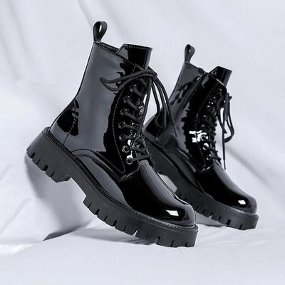Fashion Brand Spring Autumn High Top Men Dress Shoes Lace Up Casual Black Leather Shoes Men Loafers Luxury Wedding Party Male Shoes Men