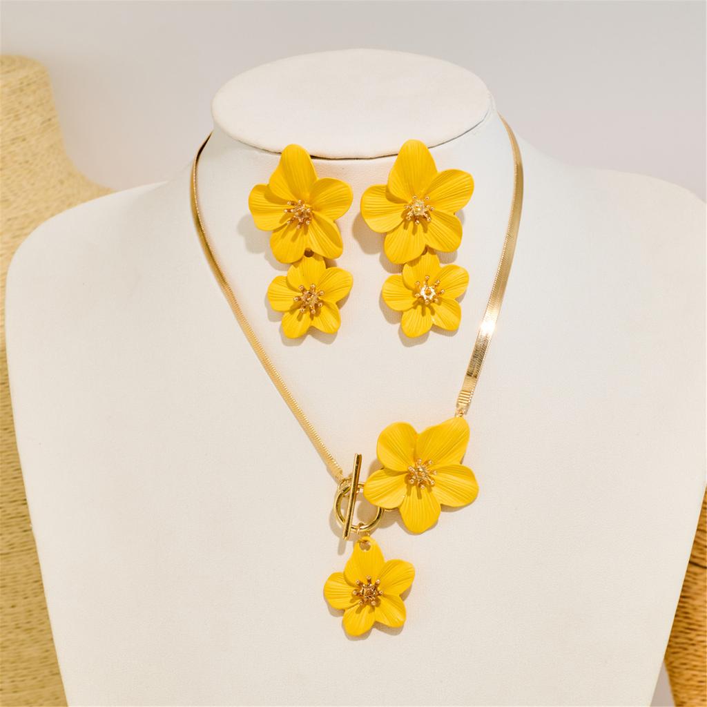 Elegant Floral Jewelry Set For Women Elegant Spring Summer Vacation Beach Essentials Alloy Lightweight Design