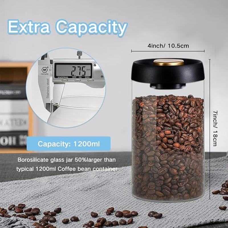 Borosilicate Glass Kitchen Storage Jars, Coffee Canisters with Airtight Lid Seal, Food Storage Containers for Coffee Beans