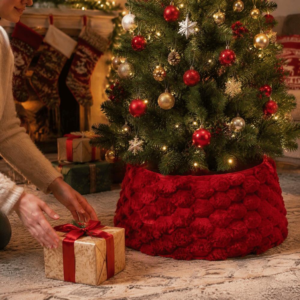 Foldable Christmas Tree Skirt Round Xmas Tree Base Decor Fashion Tree Bottom Decoration Office