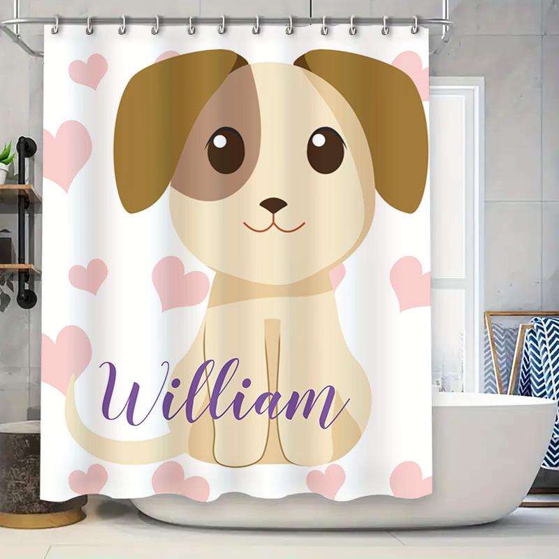

Cartoon Puppy William Shower Curtain Children S Room Bathroom Waterproof Shower Curtain Cute Pet Pattern Shower Curtain W60H190(CM)-1 Pcs