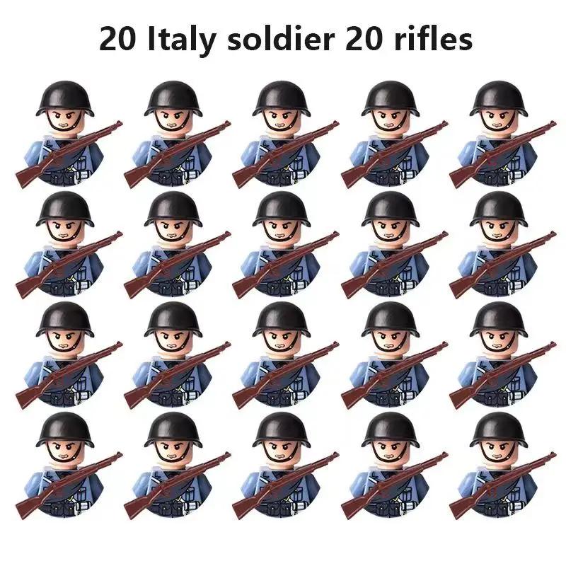 20Pcs/Set WW2 Military Soldier Array Soviet US UK France Japan Canada Italy China Building Blocks Action Figure Bricks Kids Toy