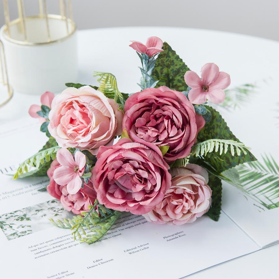 

1/5PCS Artificial Flowers Vase Home Room Table Decoration Festival Wedding Bridal Bouquet Outdoor Garden Diy Gift Box Silk Peony 1 pc