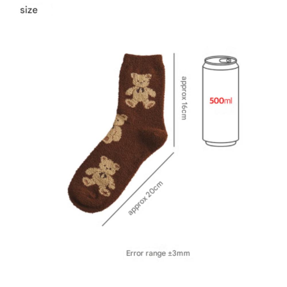 Kikiya Socks: Cozy Teddy Bear Plush Sleep Socks – Warm Brown Edition