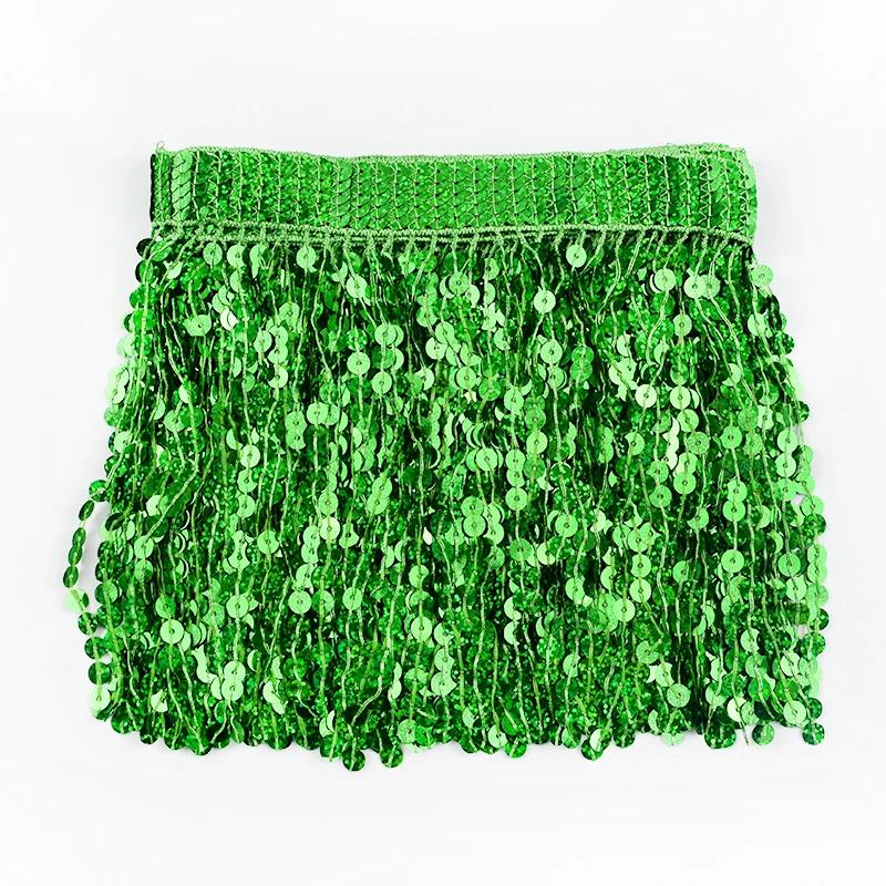Meetee 1/2/3 Yards 16cm Paillettenfransen Quasten Ethnisches Spitzenbesatzband Fransen Latin Dance Rock Bekleidungsverzierung Nähzubehör