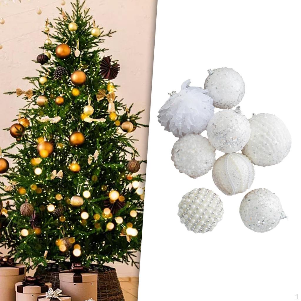 8 Piece Christmas Tree Ornaments Set, Shatterproof Accessories, Decoration for Home