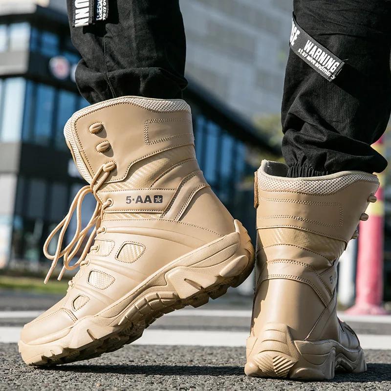 Men Tactical Boots Safety Army Boots Desert Waterproof Work Chelsea Shoes Climbing Hiking Shoes Ankle Outdoor Boots Big Size 47