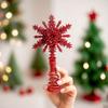 1Pc Gold Stamping Christmas Metal Exquisite Tree Top Star Party Decoration Snowflake Glitter Christmas Decoration