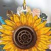 Sunflower Car Hanging Ornament Cute Retro Sunflower Car Interior Decoration Multi-Functional Car Rear View Mirror Charm Keychain