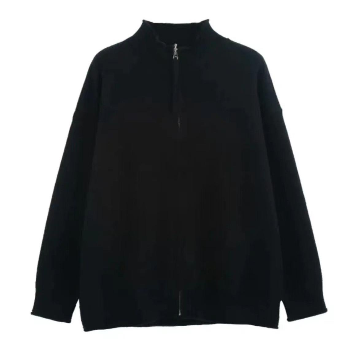 

Men s 2025 Stand Collar Knit Cardigan Sweater - Casual, Loose Fit, Trendy Outerwear for Spring, Autumn, and Winter. 3XL чорний