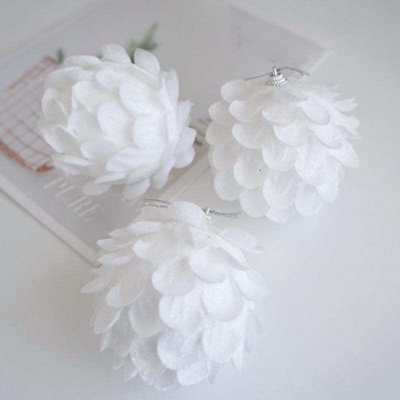 2/3/6/12pcs Decorative Hanging Christmas Ball Pendant Foam White Feather Fantasy Fairy Tale Decoration Christmas PVC Pendant 8cm