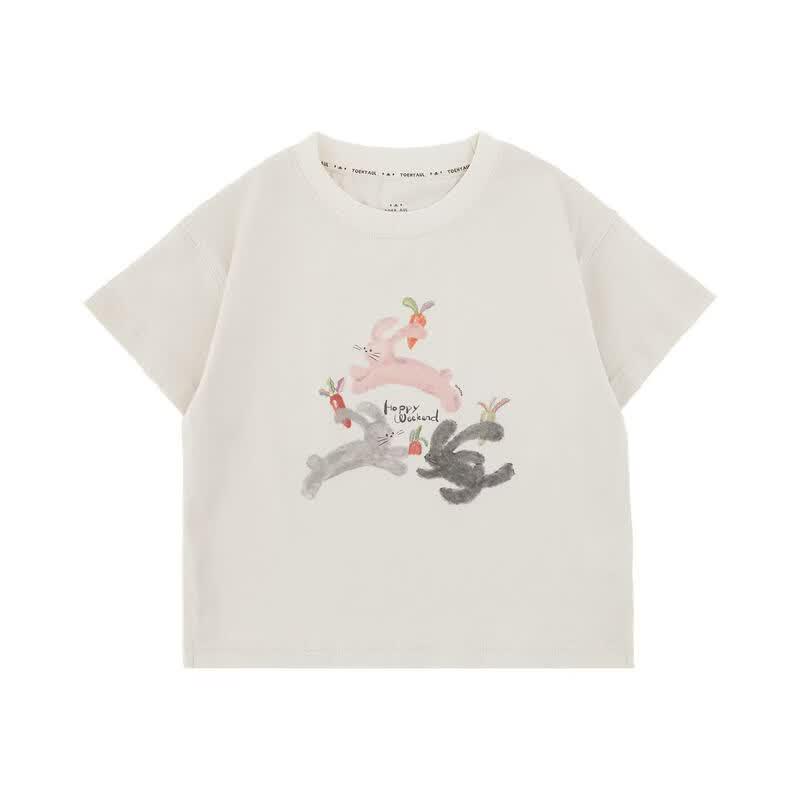 Youyou Girls' Summer Cartoon Print Short-Sleeve T-Shirt