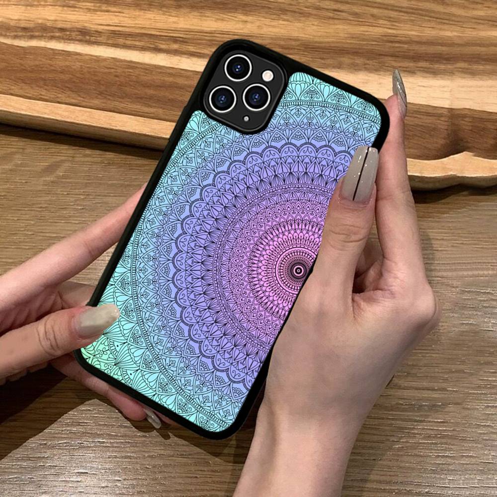 Luxury Art Mandala Phone Case Silicone PC+TPU For For IPhone 11 12 13 14 15 16 Plus Pro Max Cover