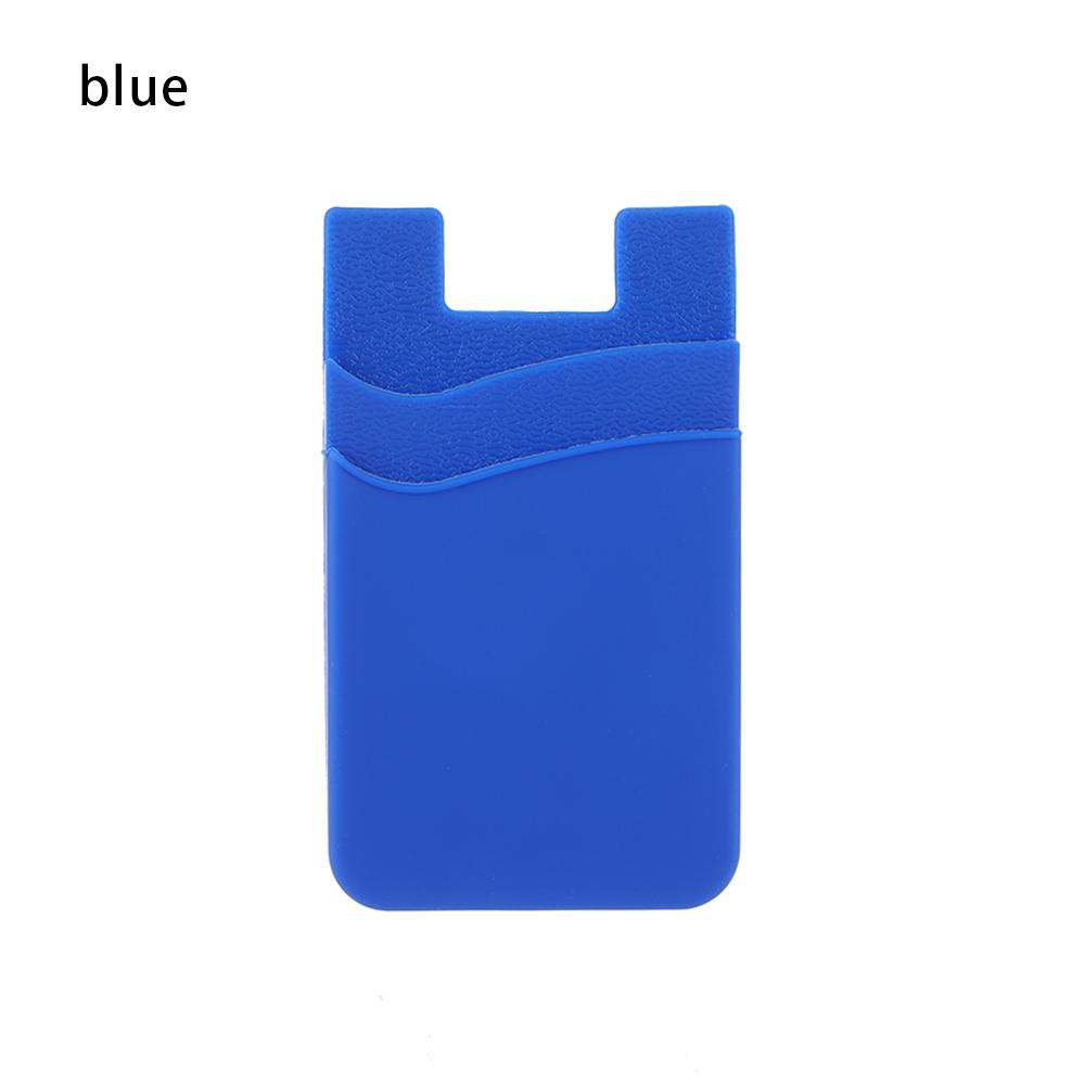 Elastic Silicone Universal Credit ID Card Holder Mobile Phone Wallet Wallet Case Adhesive Pocket Sticker синий