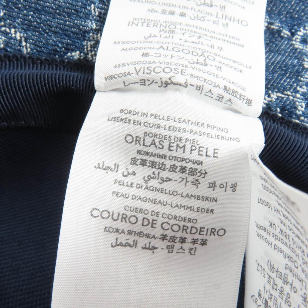 Pristine GUCCI hat GG Jacquard Lamb Leather Denim Bucket Hat Women L 816543 Used