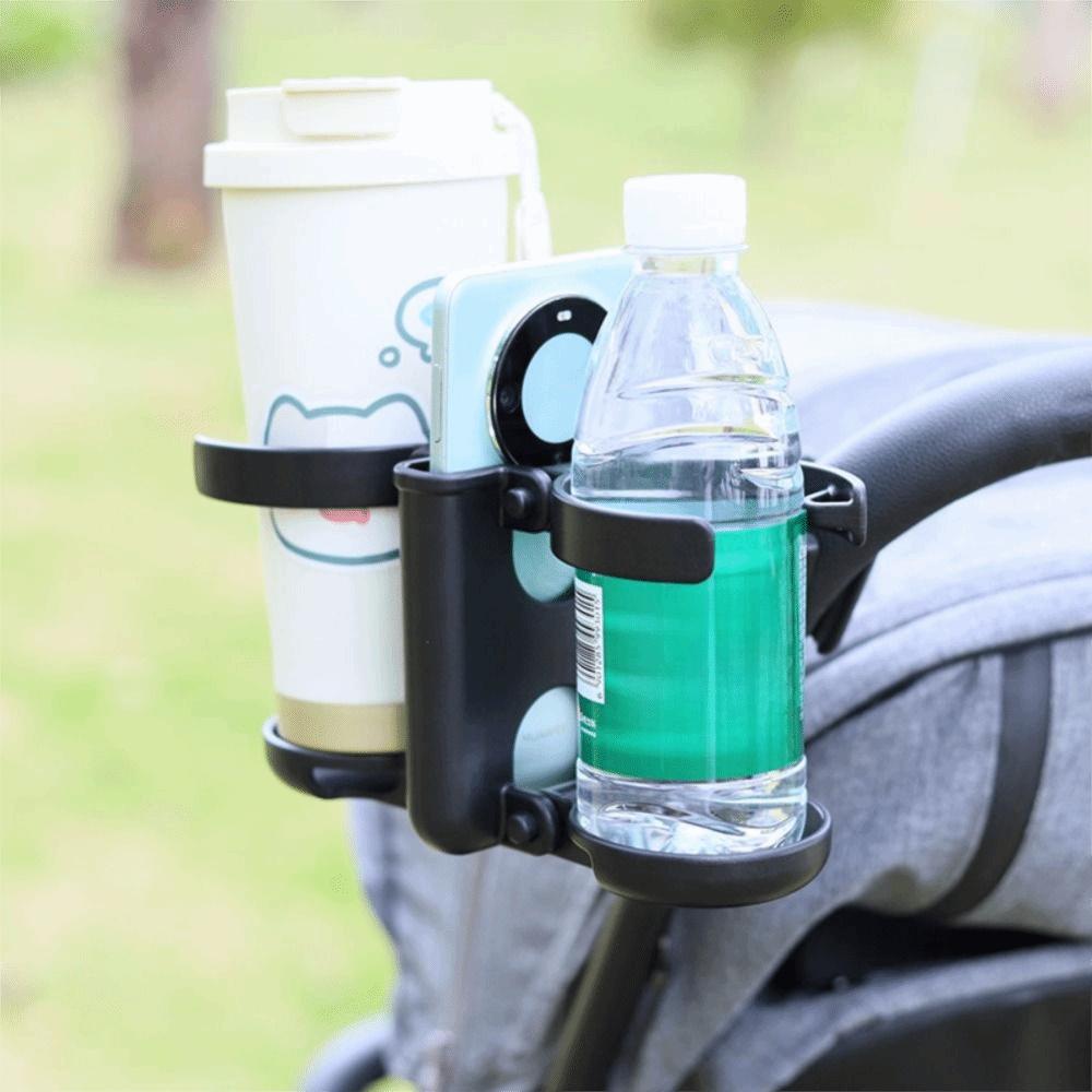 Double Cup Stroller Cup Holder 3 In 1 Drink Rack Lightweight Pram Phone Mount Parent Use