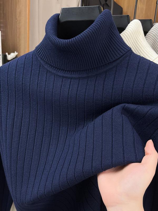 Men's Fashionable Thick Knit High-Neck Pullover Sweater