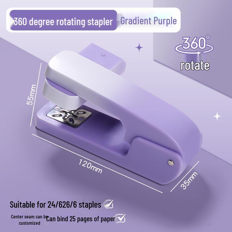 Gradient Color Rotatable Stapler: Large, Effort-Saving, Portable Student & Office Stitching Tool