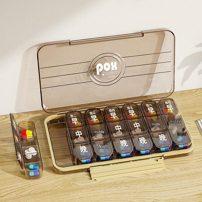 

Організатор для таблеток на 7 днів: Великий шрифт, Три щоденні нагадування для літніх людей