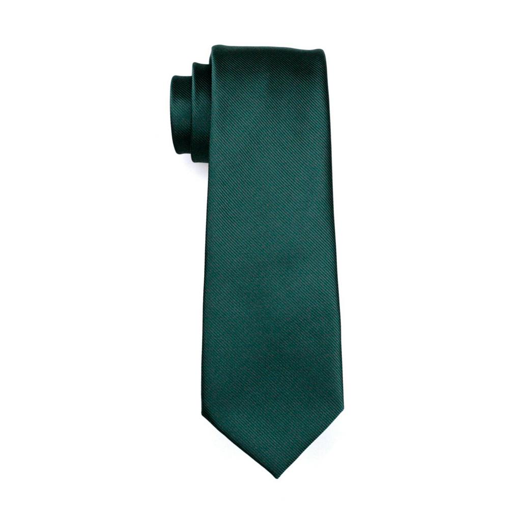Hi-Tie Mens Silk Tie Green Necktie Handkerchief Cufflinks Set for Party Wedding Business
