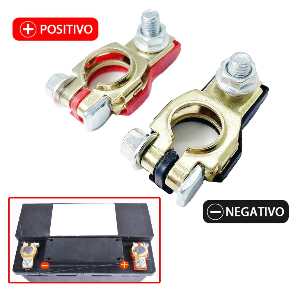 2Pcs Car Battery Terminal Cables Connectors Car Bornes Main Cable Top Post Clamp12V 24V Terminal Screw Connection for Car Truck
