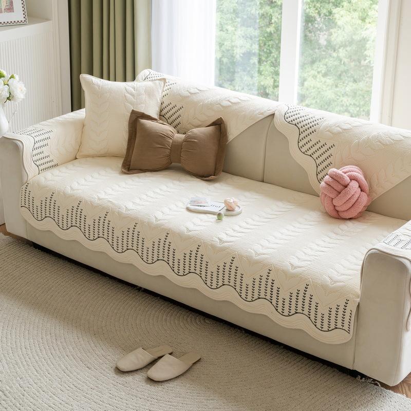 Cream Wind Four-Season Sofa Cushion Fabric Four-Season Universal  New Pure Cotton Seat Cushion Sub-Cover Cloth Towel Non-Slip Cover