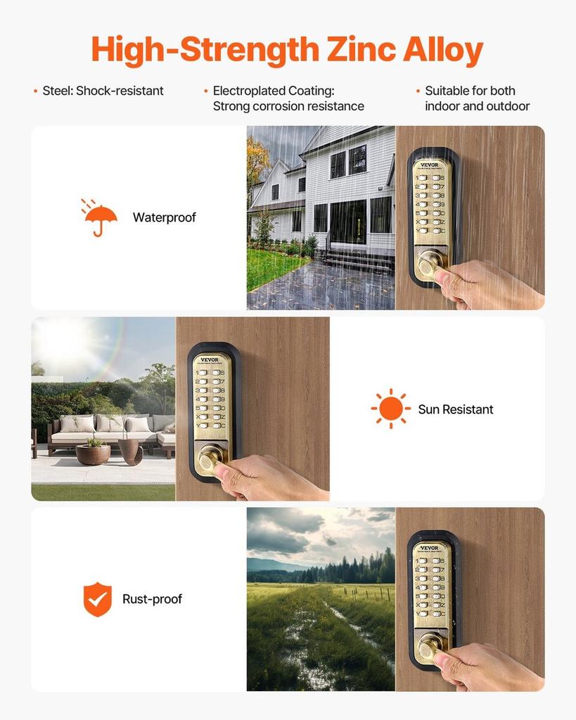 Serratura Meccanica Senza Chiave per Porta 14 Tasti Serratura Meccanica per Porta Impermeabile