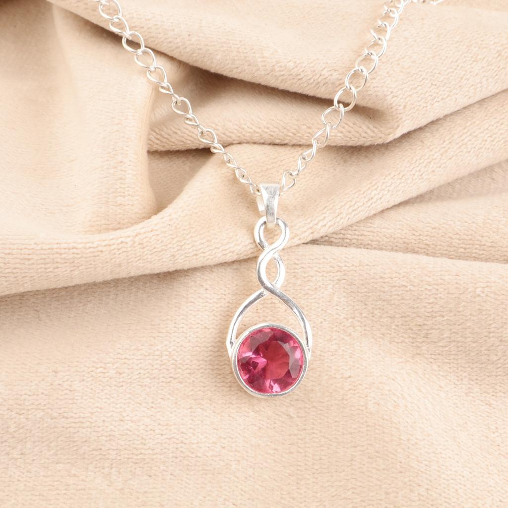 Pink Tourmaline Gemstone 925 Sterling Silver Jewelry Handmade Designer Pendant CP-25-18
