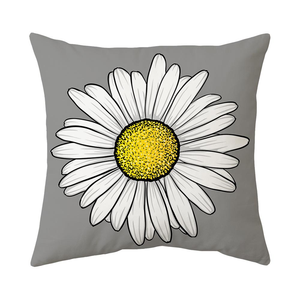 New Pillow Yellow Gray Geometric Flower Print Sofa Pillow Cover