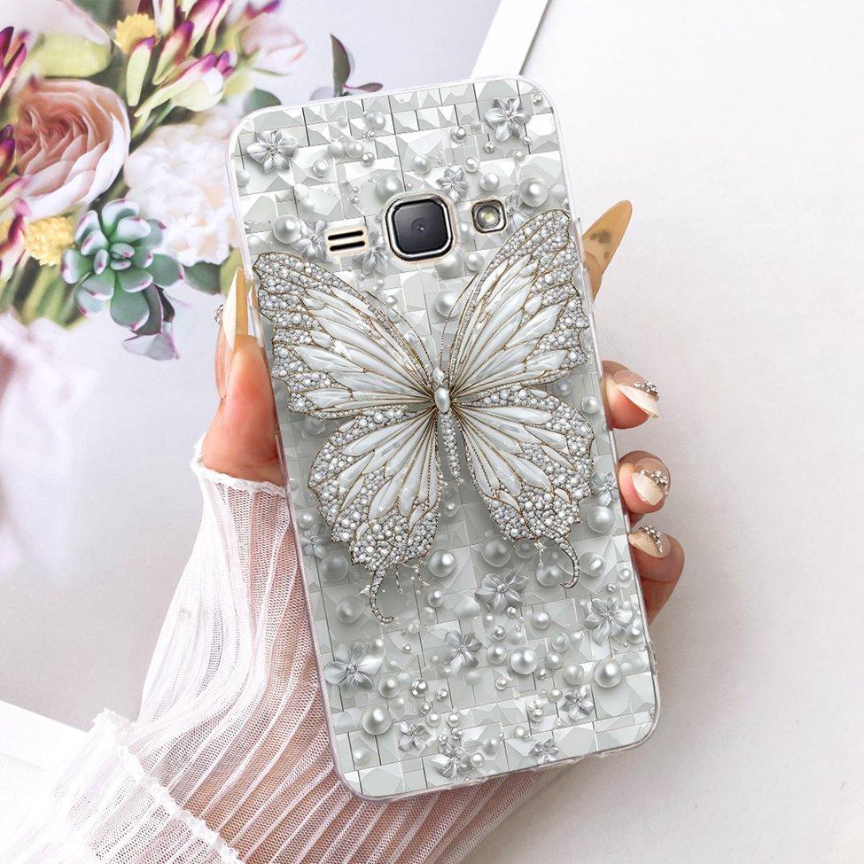 Clear For Samsung J1 2016 Case Cover Cute Cat Fashion Butterfly Funny Painted Casing For Samsung Galaxy J1 2016 SM-J120F