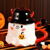 Halloween Coffee Mug Ghost Wearing Hat Shape Ceramic Cup Dishwasher Safe Festive Mug Seasonal Decoration Gift