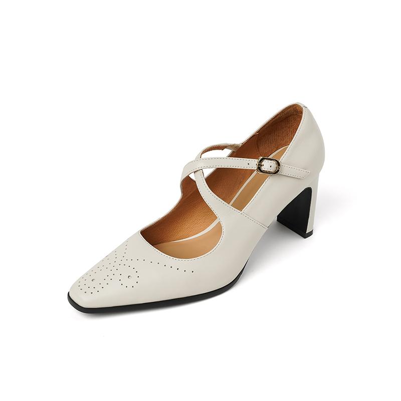 

Мода 2025 Новые туфли-лодочки в ретро-стиле для женщин, на высоком каблуке, Мэри Джейн, женская весенняя обувь из натуральной кожи, квадратный носок, повседневные женские туфли для вечеринок 40 белый