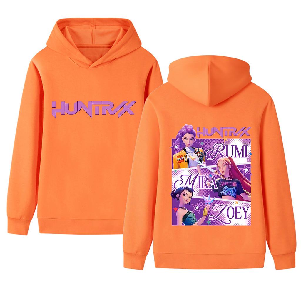 B1199-2 Kinder Jungen Mädchen Kpop Rumi Zoey Mira Beidseitiger Druck Langarm Kapuzenpullover