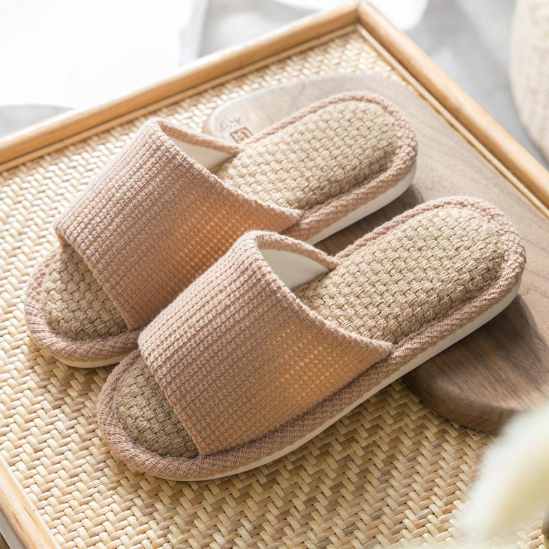 

Летние хлопково-льняные шлепанцы с открытым носком для пар, для мужчин и женщин 35-36