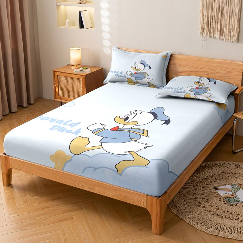 Cartoon 1 Cute Duck Pattern Digital Printed Frosted Fitted Sheet,Bedroom Printed Bed Cover,BeddingNo Pillowcase