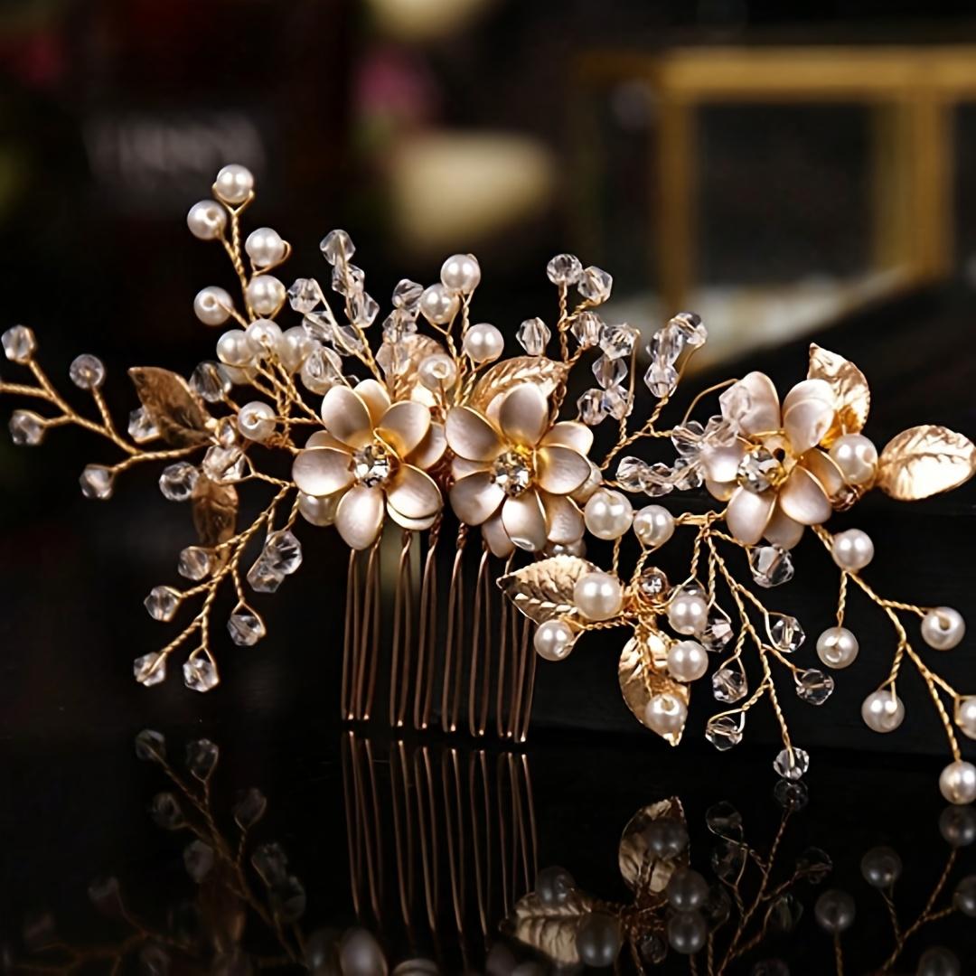 

1pc Hot-Selling Hair Accessory for Styling, Party Hairpiece, Women s Birthday Hairstyle Accessory, Handmade Updo, Beautiful Hair Comb золотистый