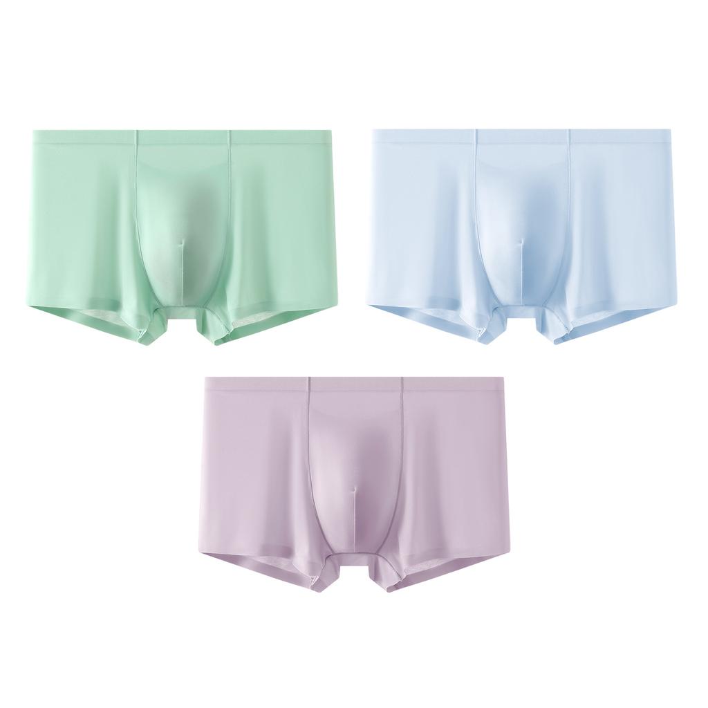Male Spring and Summer Ice Silk Without Trace Breathable Antibacterial Quick Dry Motion A Piece of Flat Angle Underwear