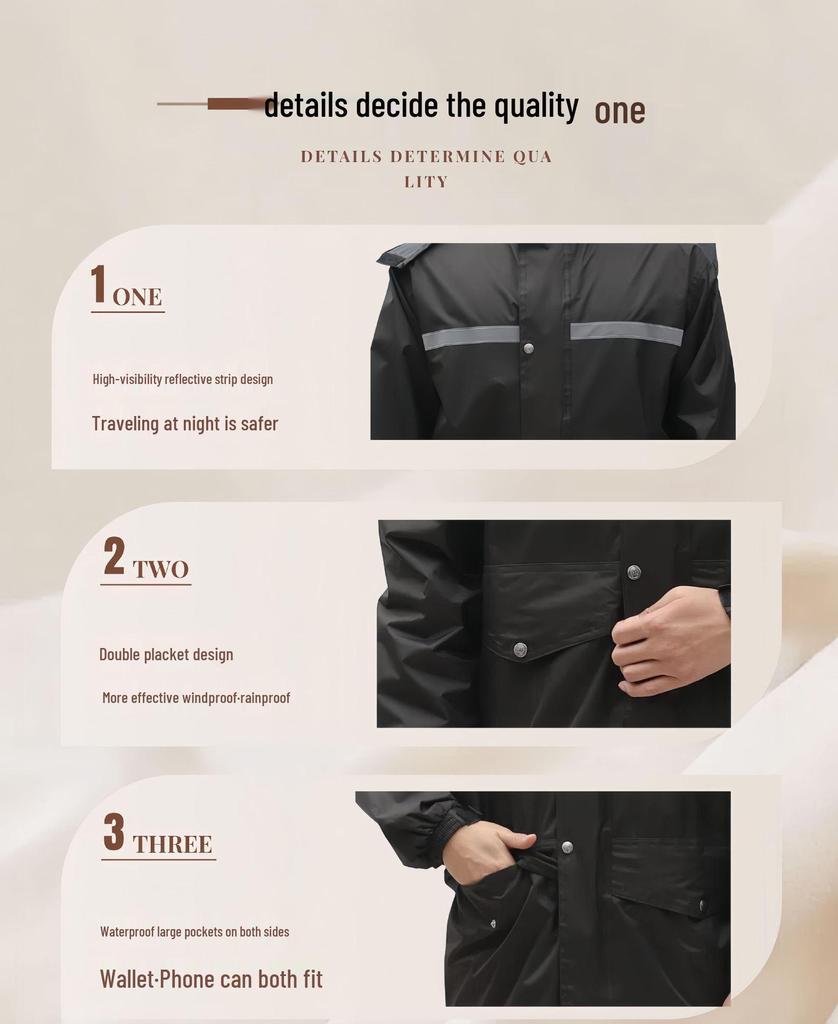 Protective Reflective Motorcycle Rain Suit - Ideal for Construction, Cycling & Riding