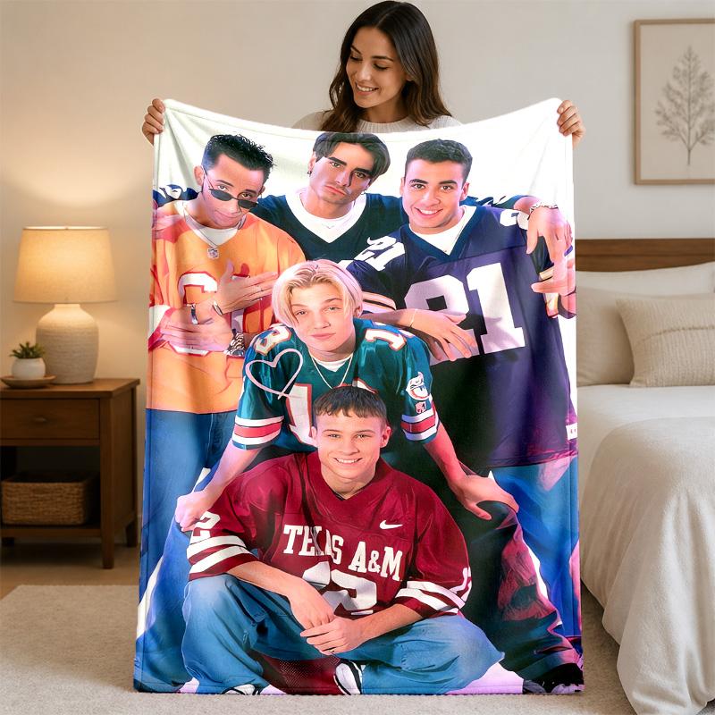 Backstreet Boys Print Flannel Blanket Cozy Warm Plush Throw Blanket For Bed Sofa Couch Indoor Household Use