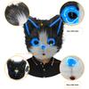 Plush Blue Light Cat Head Mask Kitten Face Cover Cosplay Cat Disguise Masks Glowing LED Neon Party Mask Costume Party Halloween