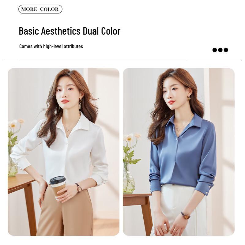 Damen V-Ausschnitt Langarm Chiffon Professionelles Bluse