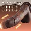 1 Thrust Vibrating Dildo - Rotating and Heating, 9" Realistic Coffee Color Retractable, 10 Rotation/Vibration Modes, for Women and Couples