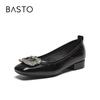 BASTO Fashion Shiny Rhinestone Commuting Low-Cut Square Toe Women's Flats