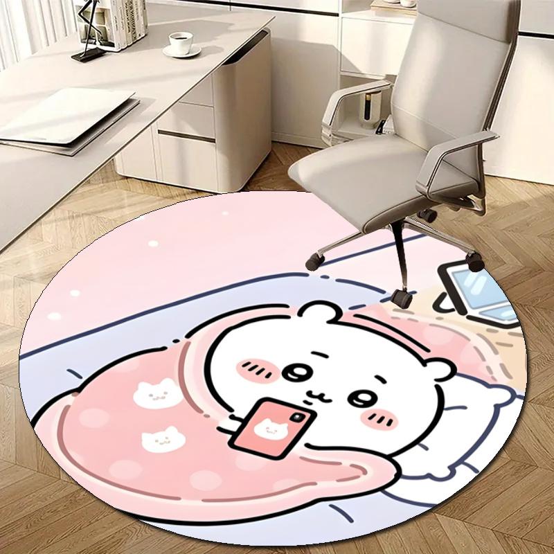 Personalized Chiikawa Round Chair Office Rug - Perfect for Mat, Office Chair & More - Ideal Gift for Birthdays and Holidays