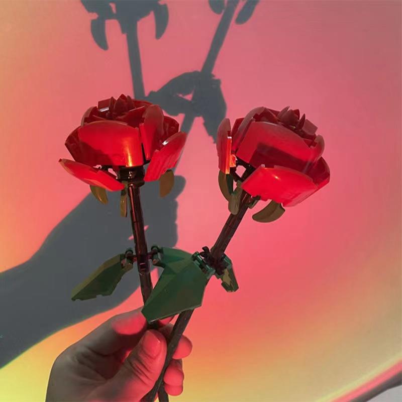 Růže Květ Kytice Stavebnice City Romantická stavebnice Dárky k Valentýnu Dárky ke Dni učitelů Montáž Cihly Hračky pro dívky Chlapci